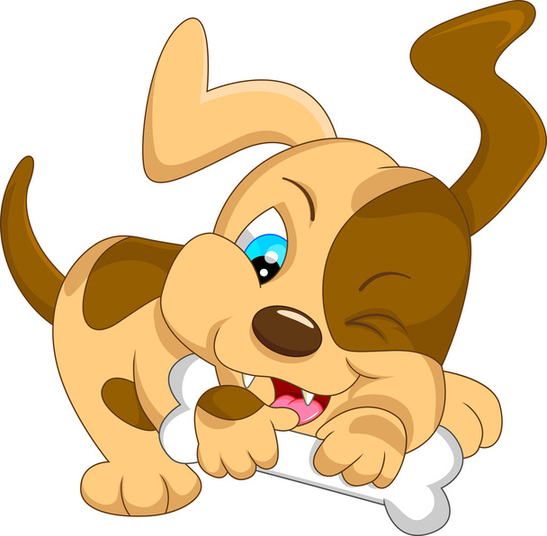 骨付きのかわいい赤ちゃん犬漫画 - ベクター画像