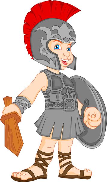 boy wearing roman soldier costume - Вектор,изображение