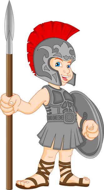 αγόρι που φοράει κοστούμι Ρωμαίο στρατιώτη - Διάνυσμα, εικόνα