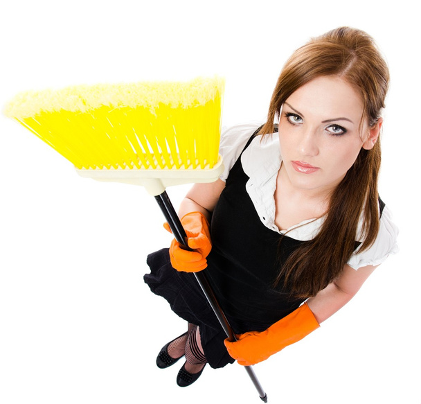 Lány, takarítás a ház - emelt szintű megtekintése - Fotó, kép