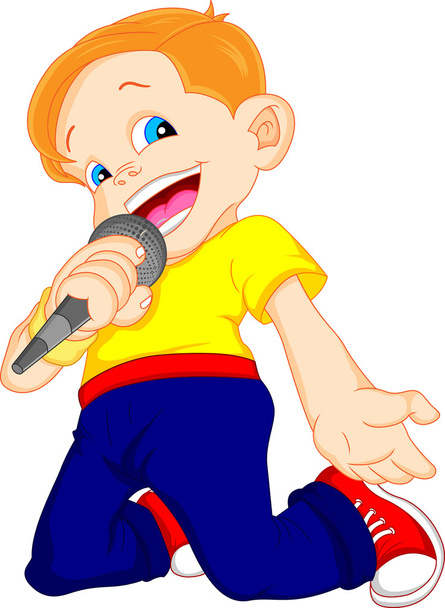 young boy singing - Vector, Image