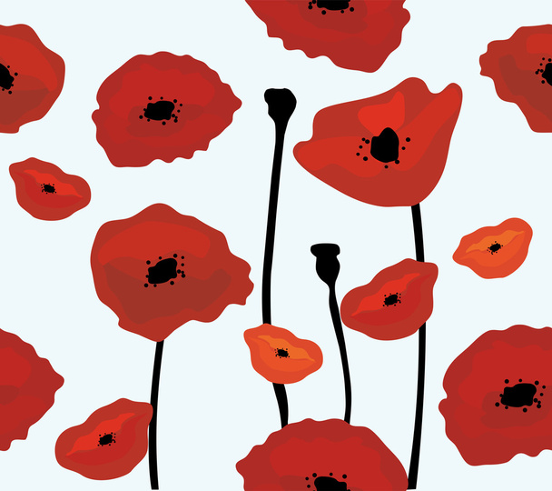 Vector Poppies Seamless Background - Vector, Image