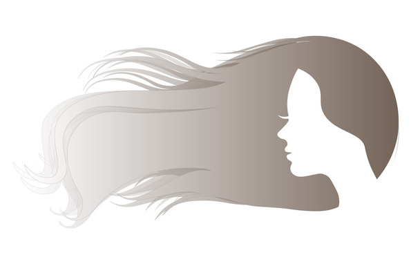 Bosquejo de mujer con silueta de pelo largo
 - Vector, imagen