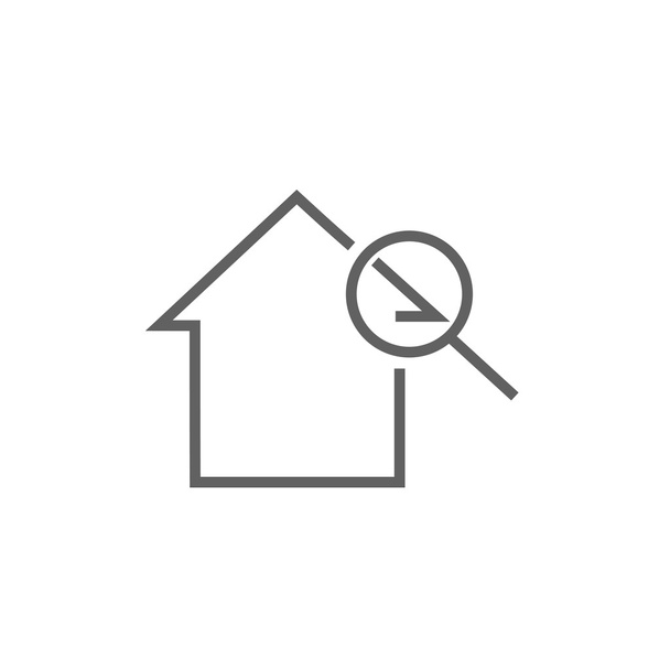 House and magnifying glass line icon. - Вектор, зображення