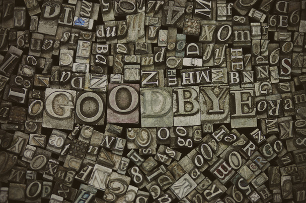 Hoşça kal Word'le typeset harflerin yakın çekim - Fotoğraf, Görsel