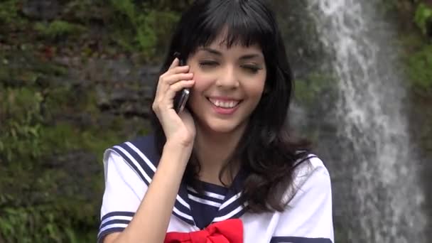 Cosplay Girl Using Cell Phone - Felvétel, videó