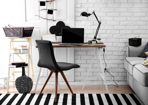 Modern monochrome style workplace - Foto, imagen