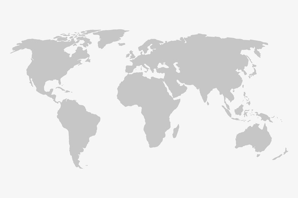 Weltkarte in grau auf weißem Hintergrund - Vektor, Bild