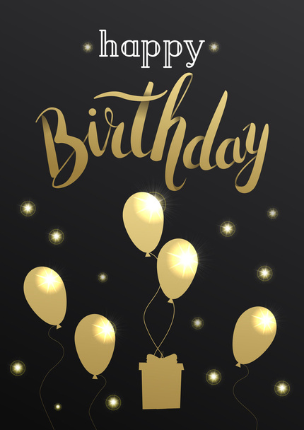 Happy Birthday vector card. Handdrawn, lettering design for invi - Vector, Image