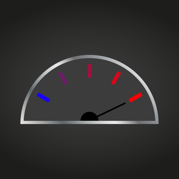 Meter Download-Geschwindigkeit mit einem Pfeil auf schwarzem Hintergrund - Vektor, Bild