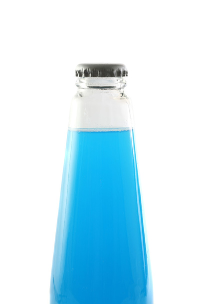Cocktail with blue curacao on bottle isolated in white backgroun - Foto, Imagem