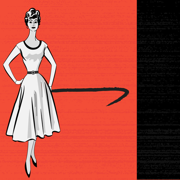 1950's Style Retro Stylish Lady Background - Vector, Image