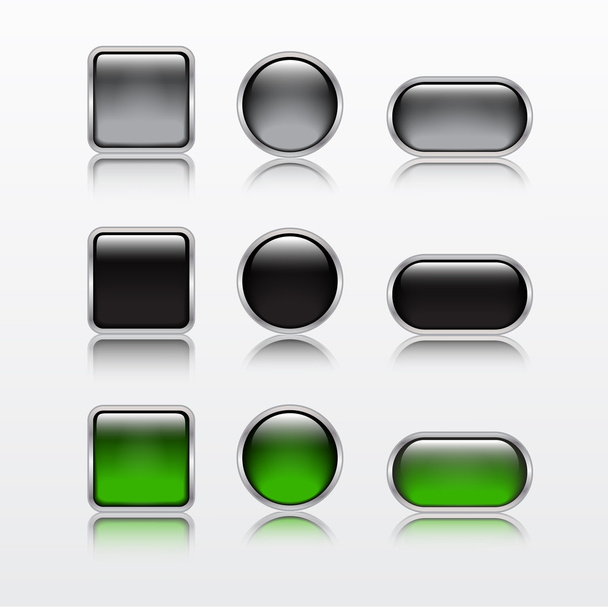 Иллюстрации глянцевых металлических кнопок для икон
 - Вектор,изображение