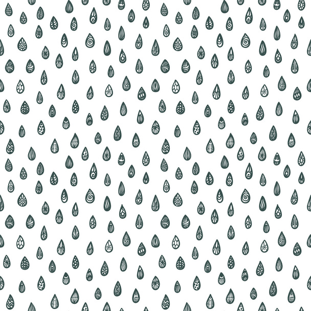 seamless pattern with zentangle raindrops - Вектор,изображение