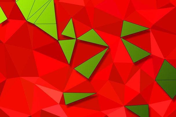 grünes Polygonmuster und schwarze Linie auf rotem Hintergrund für Backg - Foto, Bild