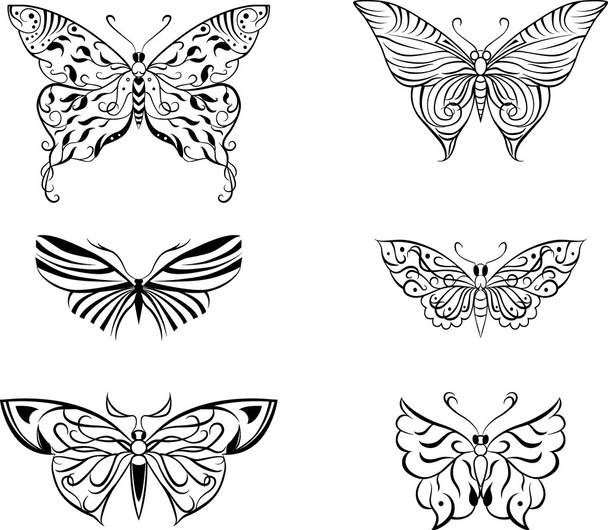 stilisierter Schmetterlingssatz - Vektor, Bild