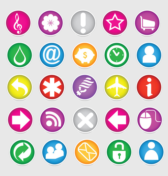 Shiny colored web social symbols set - ベクター画像