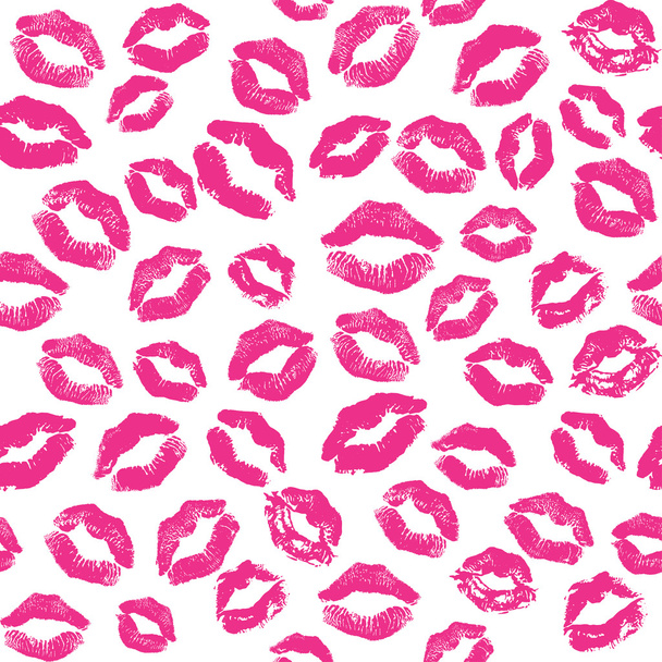 Seamless pattern with colored lipstick kisses. - Vector, Image