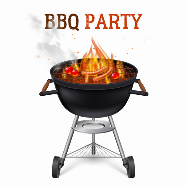 Draagbare barbecue grill illustratie - Vector, afbeelding