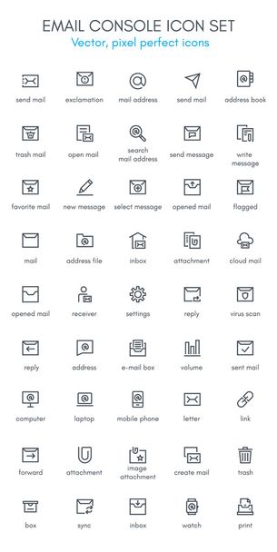 Email console line icon set - Vector, Image