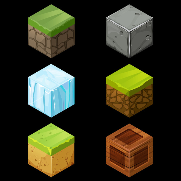 Game block Isometric Cubes Set elements - Vector, Image