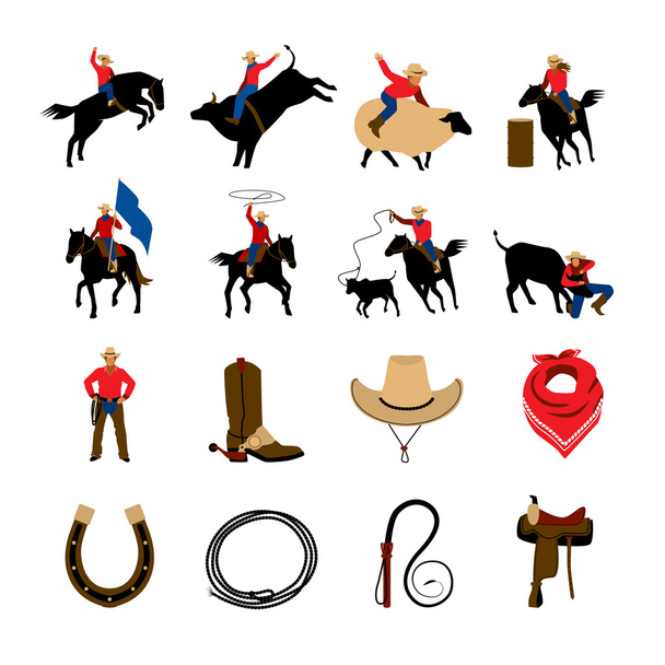 Rodeo Flat Color Icons - Vector, Image