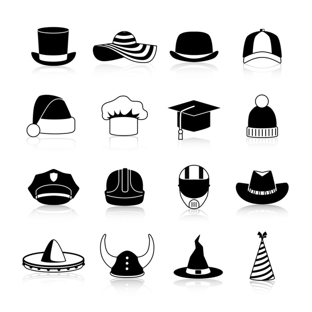 Шапки і шапки Чорні ікони
 - Вектор, зображення