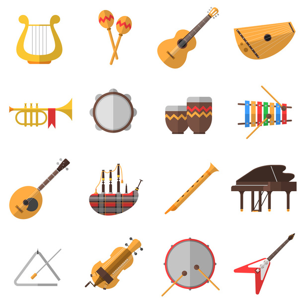 Conjunto de ícones de instrumentos musicais
 - Vetor, Imagem