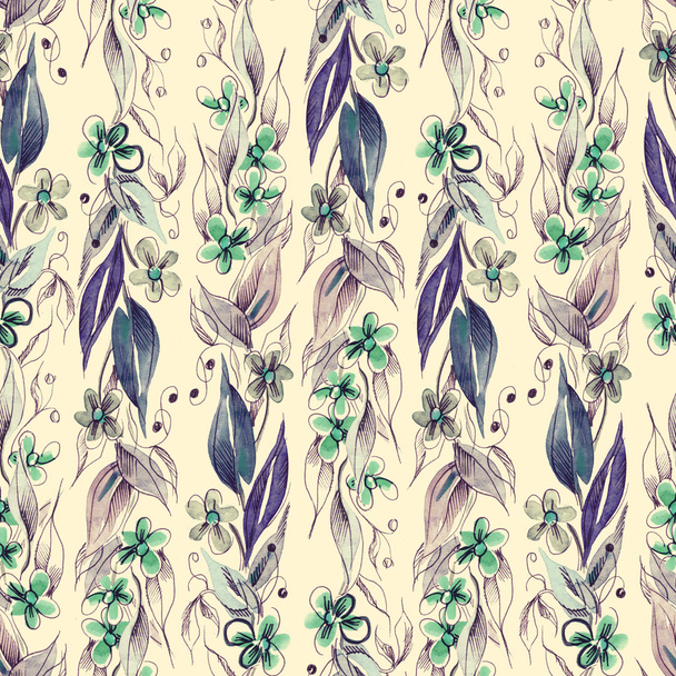 Seamless Pattern with Floral Elements - Foto, Imagem