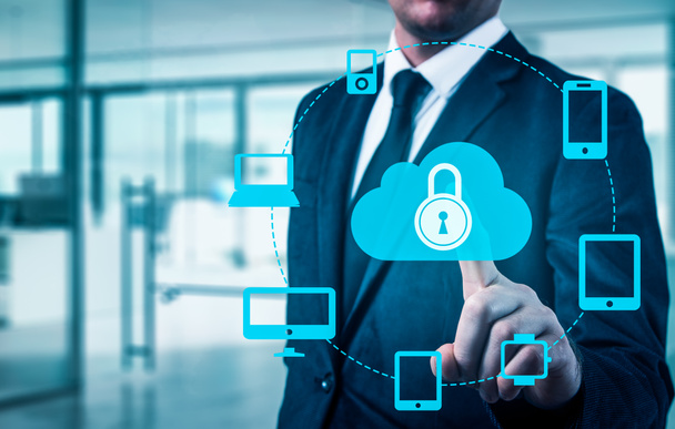 Protect cloud information data concept. Security and safety of cloud data - Fotó, kép