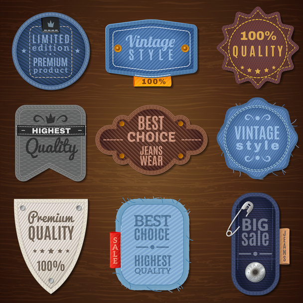 Jeans Label Icons - Vector, Image