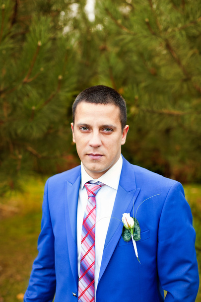 The groom in an expensive gray suit - Fotografie, Obrázek