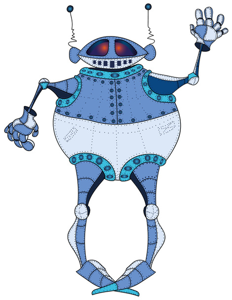 drawing funny cartoon robot on a white background - Vettoriali, immagini