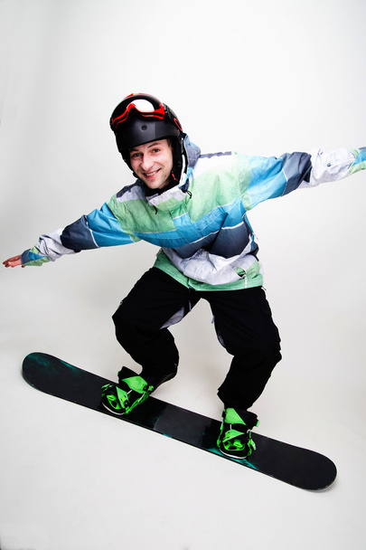 Snowboarder isolado no fundo branco - Foto, Imagem