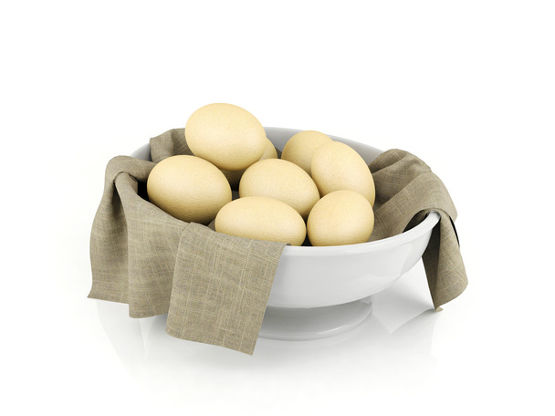 Eggs in a bowl isolated - Photo, Image
