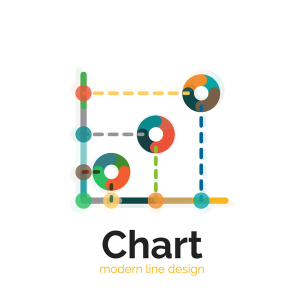 Thin line chart logo design. Graph icon modern colorful flat style - Vector, Image