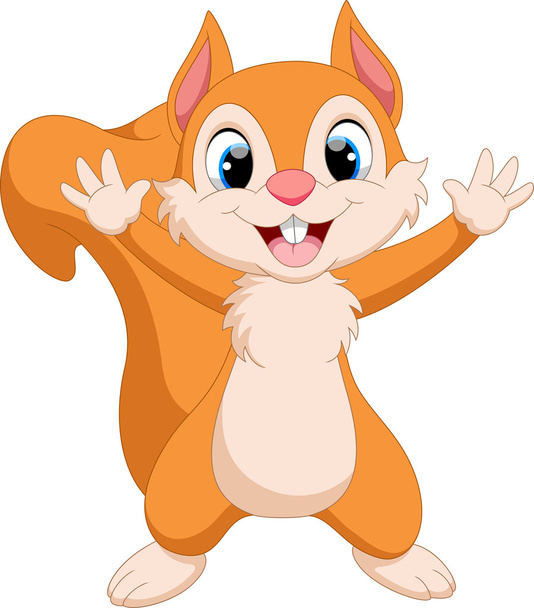 Cute squirrel cartoon waving - Vetor, Imagem
