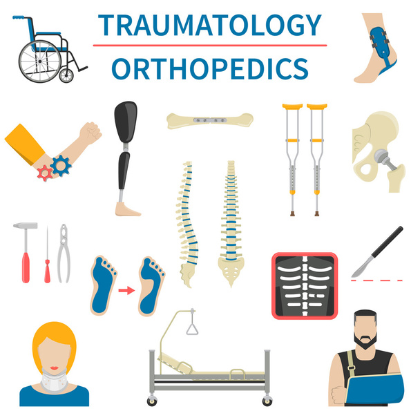 Traumatologie und Orthopädie - Vektor, Bild