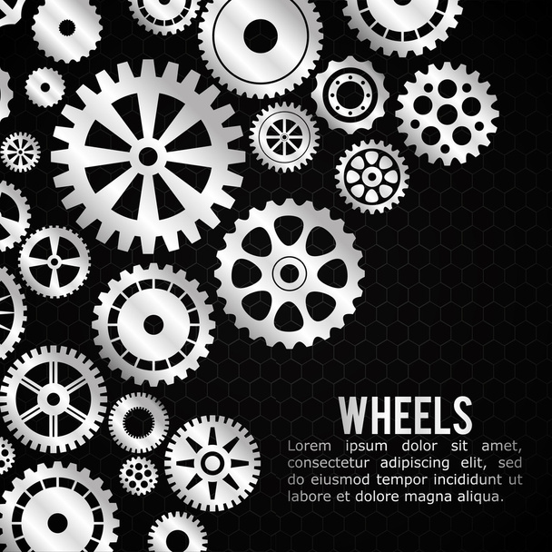 Industrial wheel with back and white colors, vector illustration - Vector, Image