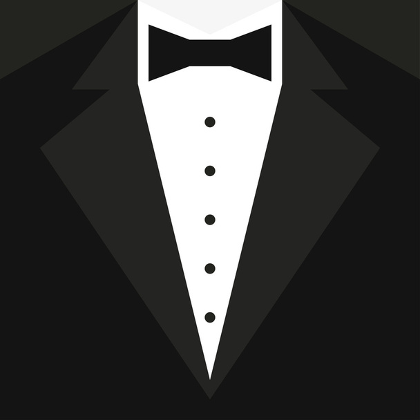 Black tuxedo with a butterfly and a white shirt. Vector illustration - Vector, Image