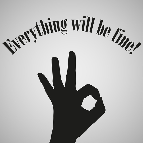 Icon hand "everything is OK" in a grey background - Vector, Image