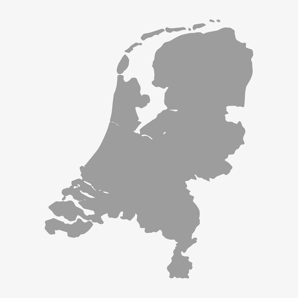 Χάρτης της Ολλανδίας με γκρι χρώμα σε άσπρο φόντο - Διάνυσμα, εικόνα