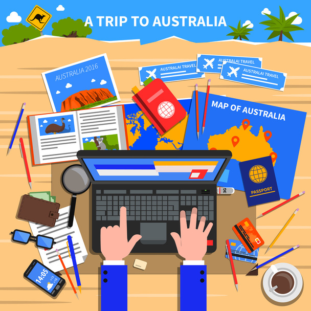 Utazás Ausztrália illusztráció - Vektor, kép