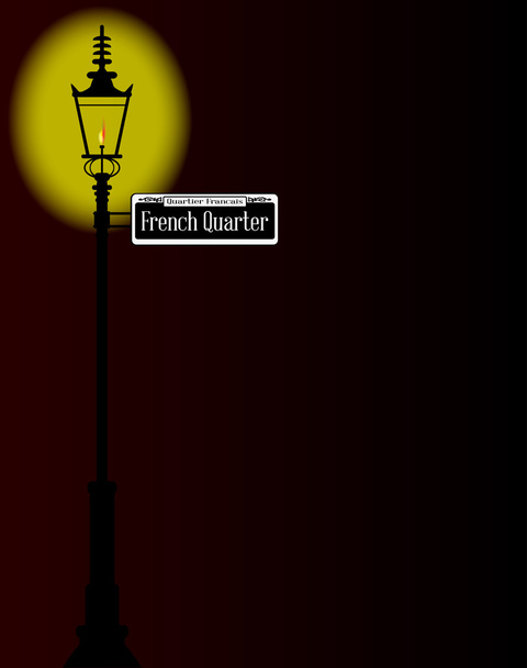 Signo de barrio francés con lámpara
 - Vector, Imagen