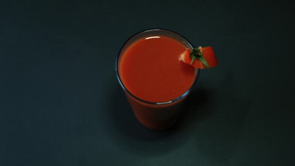 Tomato Juice Decorated With a Slice of Tomato - Кадри, відео
