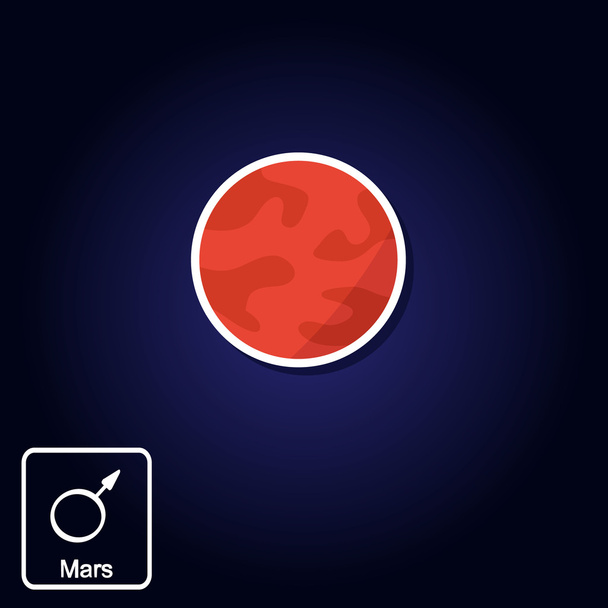 Aktienvektorsymbole mit Mars und Astrologie-Symbol des Planeten - Vektor, Bild