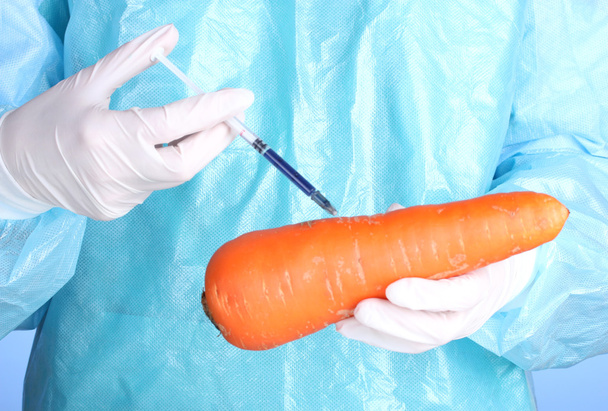 A scientist holds a genetically modified vegetable - Foto, Imagem