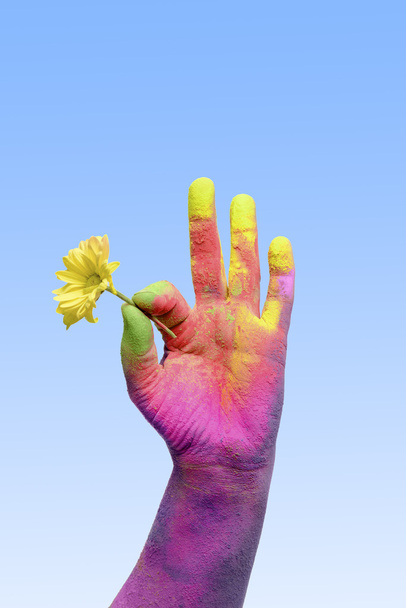 Colorful holi hands - Zdjęcie, obraz