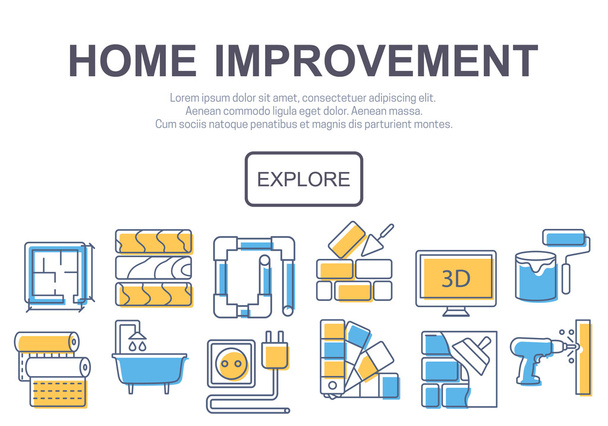 Concepto de página del sitio de título o banner para la mejora del hogar
 - Vector, imagen