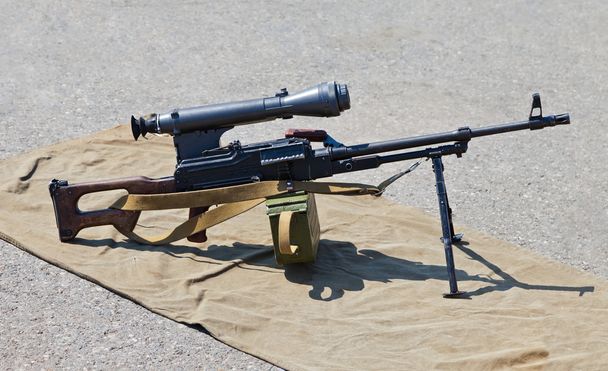 Machine gun kalashnikov with scope - Photo, Image